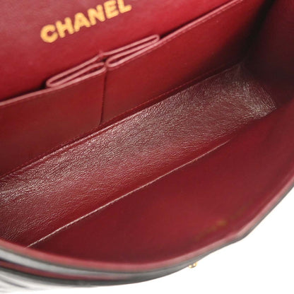 Chanel 1991-1994 Black Lambskin Small Double Flap Shoulder Bag