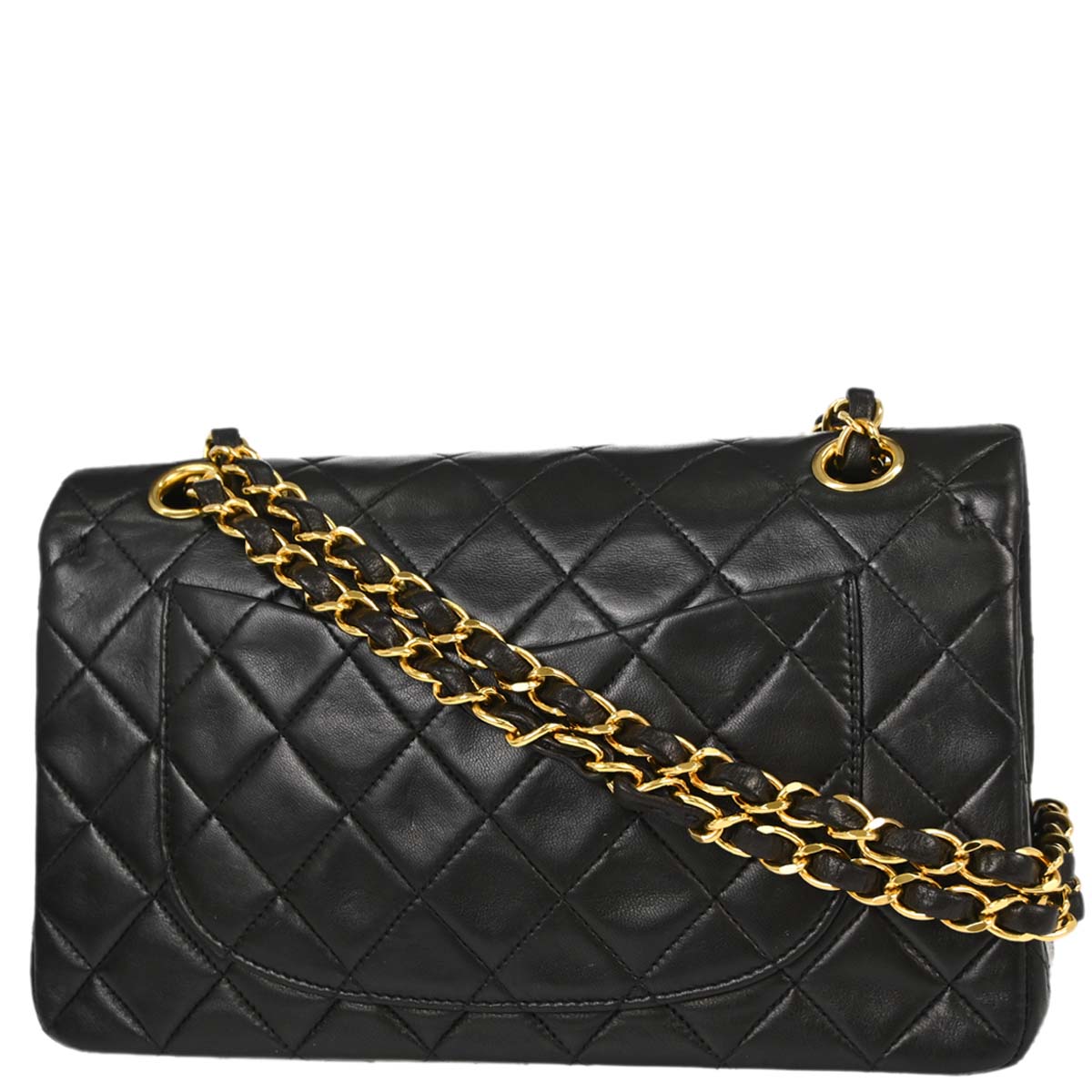 Chanel 1991-1994 Black Lambskin Small Classic Double Flap Shoulder Bag