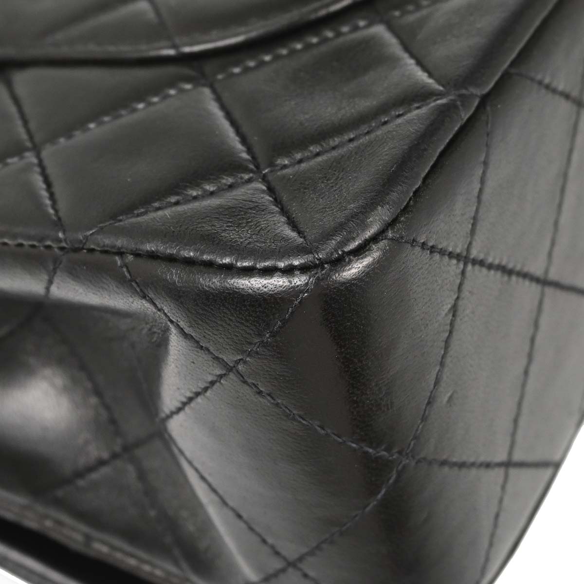 Chanel 1991-1994 Black Lambskin Small Classic Double Flap Shoulder Bag