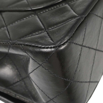 Chanel 1991-1994 Black Lambskin Small Classic Double Flap Shoulder Bag