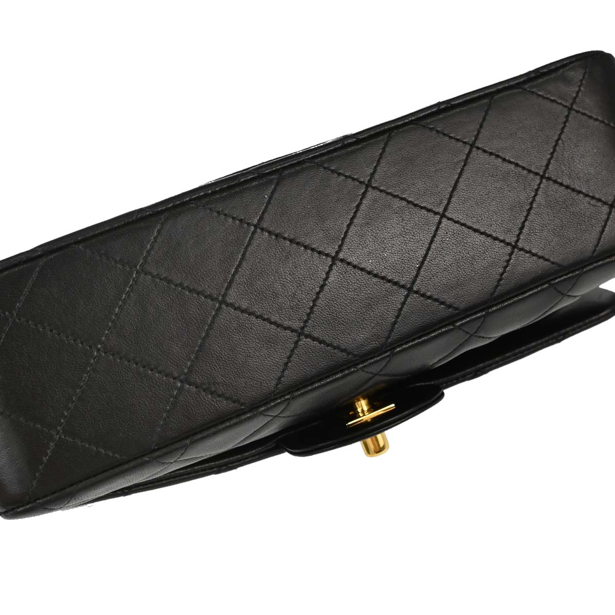 Chanel 1991-1994 Black Lambskin Small Classic Double Flap Shoulder Bag