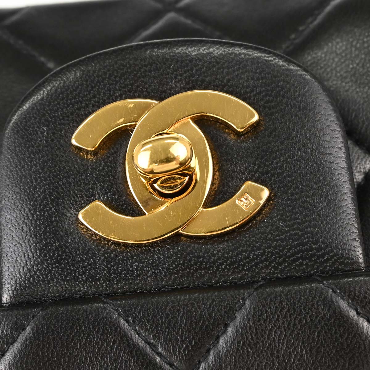 Chanel 1991-1994 Black Lambskin Small Classic Double Flap Shoulder Bag