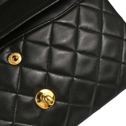 Chanel 1991-1994 Black Lambskin Small Classic Double Flap Shoulder Bag