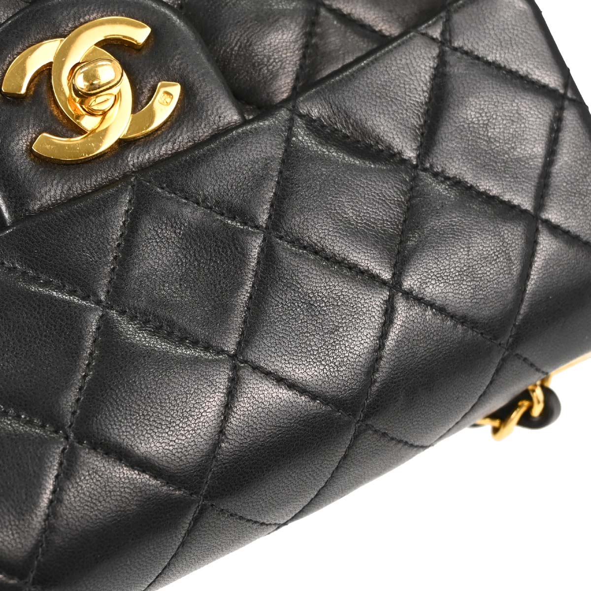 Chanel Black Lambskin Mini Classic Square Flap Shoulder Bag 17