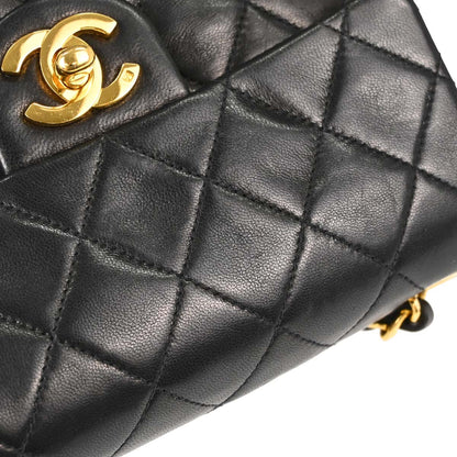 Chanel Black Lambskin Mini Classic Square Flap Shoulder Bag 17