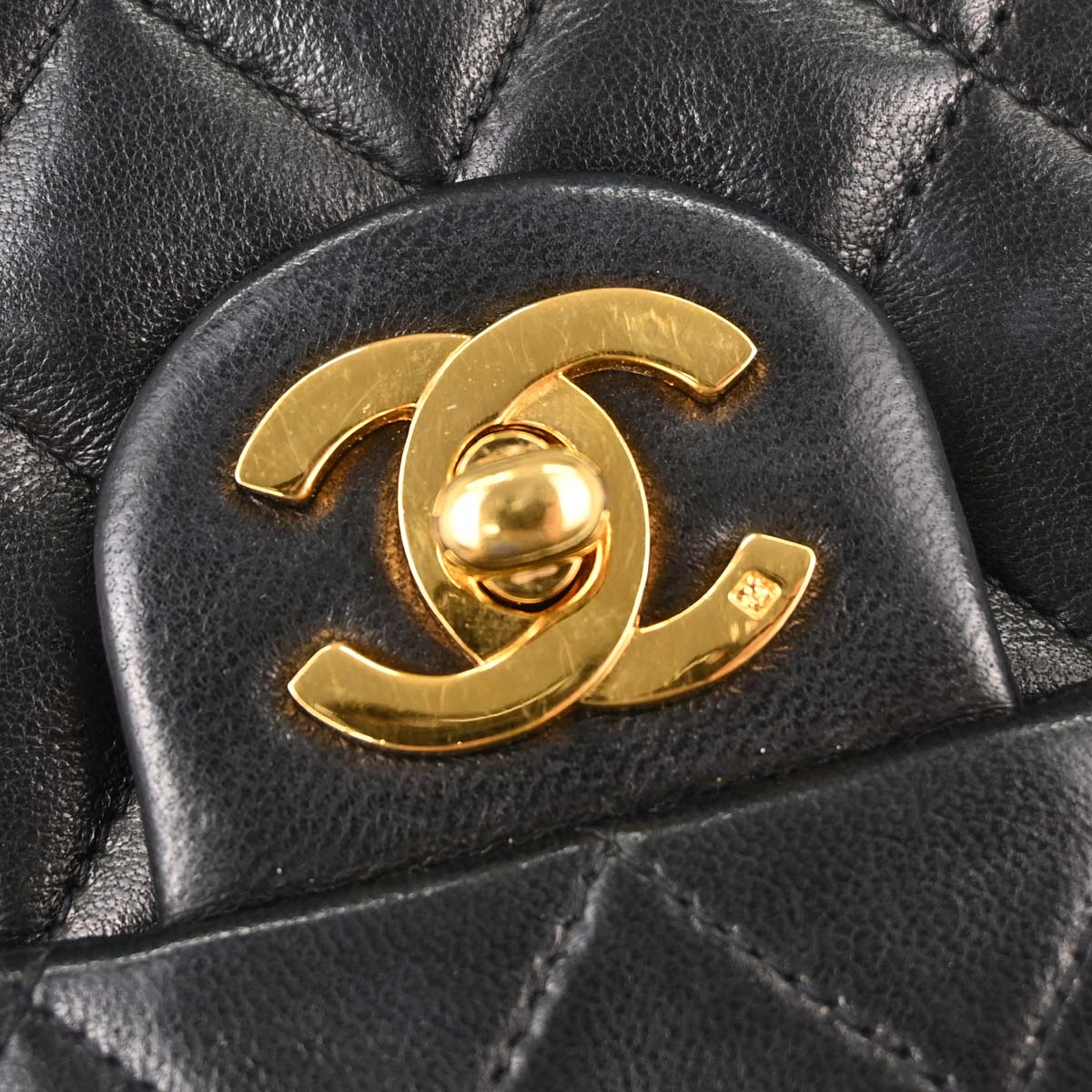 Chanel Black Lambskin Mini Classic Square Flap Shoulder Bag 17