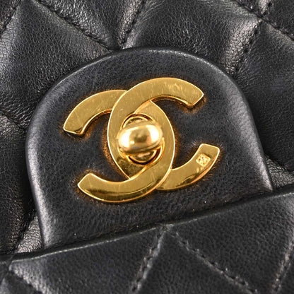 Chanel Black Lambskin Mini Classic Square Flap Shoulder Bag 17