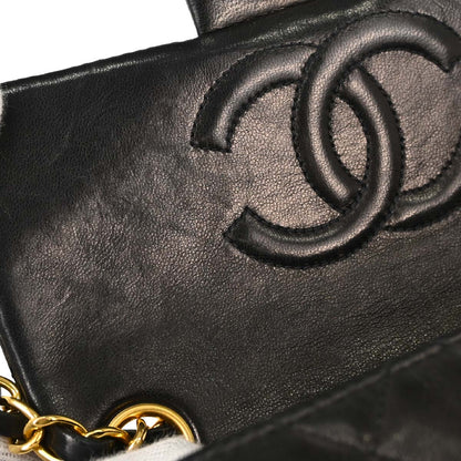 Chanel Black Lambskin Mini Classic Square Flap Shoulder Bag 17