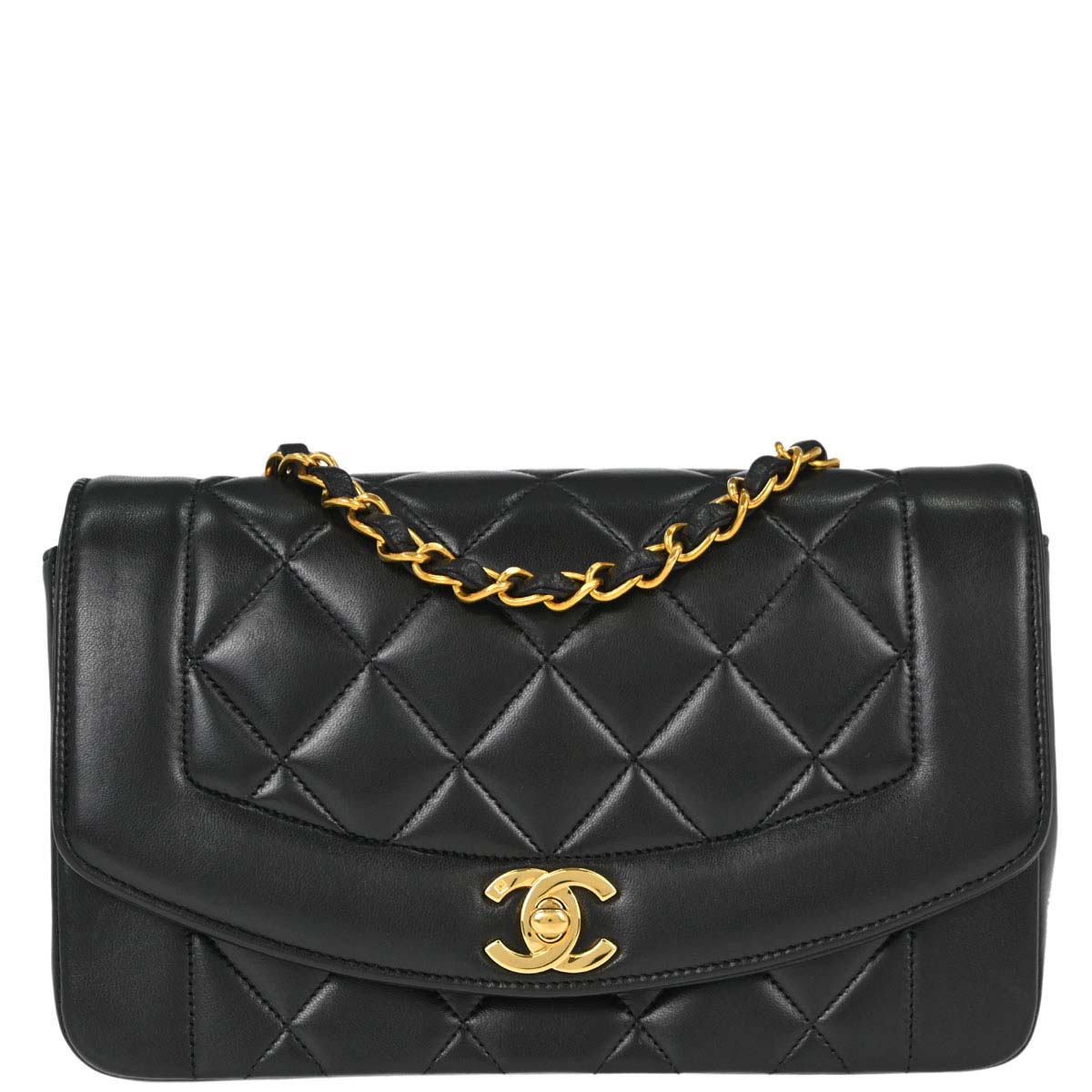 Chanel Black Lambskin Small Diana Shoulder Bag