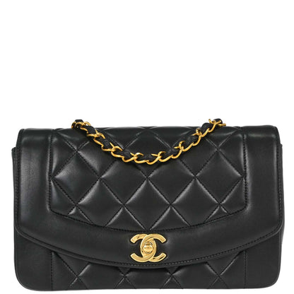 Chanel Black Lambskin Small Diana Shoulder Bag