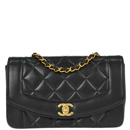 Chanel Black Lambskin Small Diana Shoulder Bag