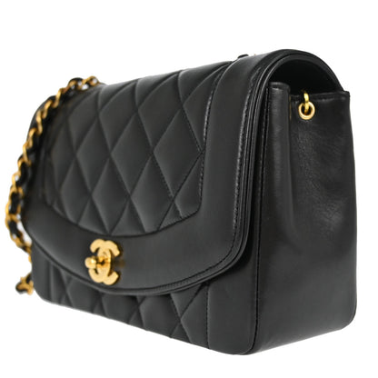 Chanel Black Lambskin Small Diana Shoulder Bag