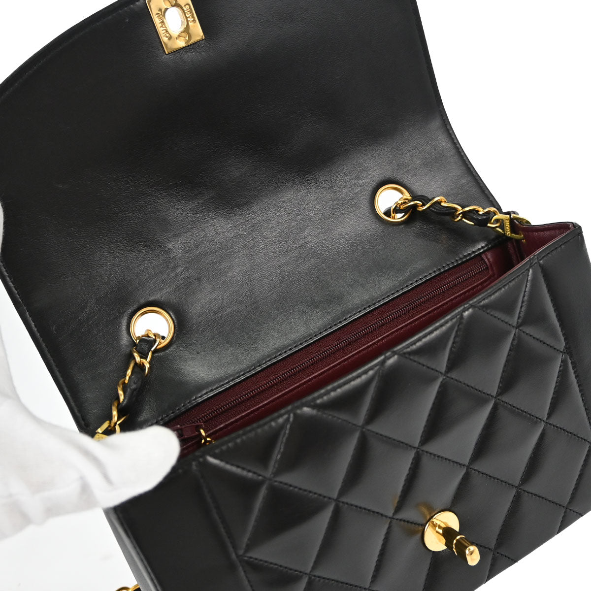 Chanel Black Lambskin Small Diana Shoulder Bag