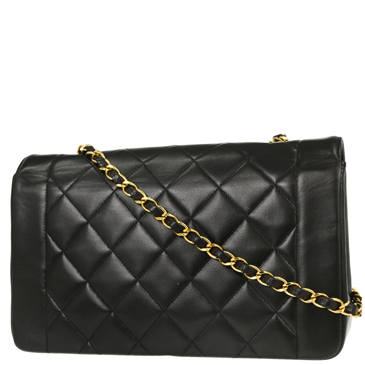 Chanel 1994-1996 Black Lambskin Medium Diana Shoulder Bag