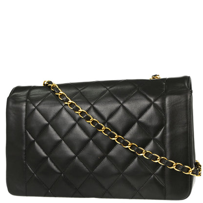 Chanel 1994-1996 Black Lambskin Medium Diana Shoulder Bag