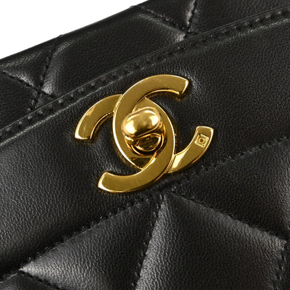 Chanel 1994-1996 Black Lambskin Medium Diana Shoulder Bag