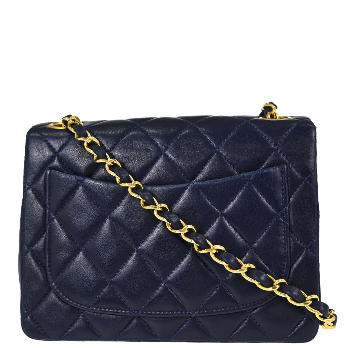 Chanel Navy Lambskin Mini Classic Square Flap Shoulder Bag 17
