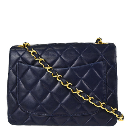 Chanel Navy Lambskin Mini Classic Square Flap Shoulder Bag 17