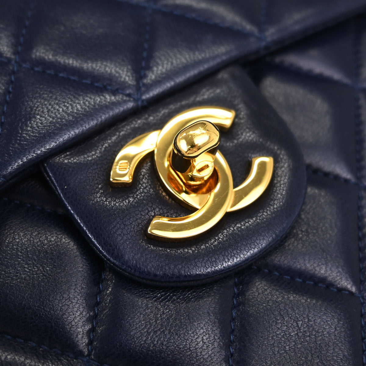 Chanel Navy Lambskin Mini Classic Square Flap Shoulder Bag 17