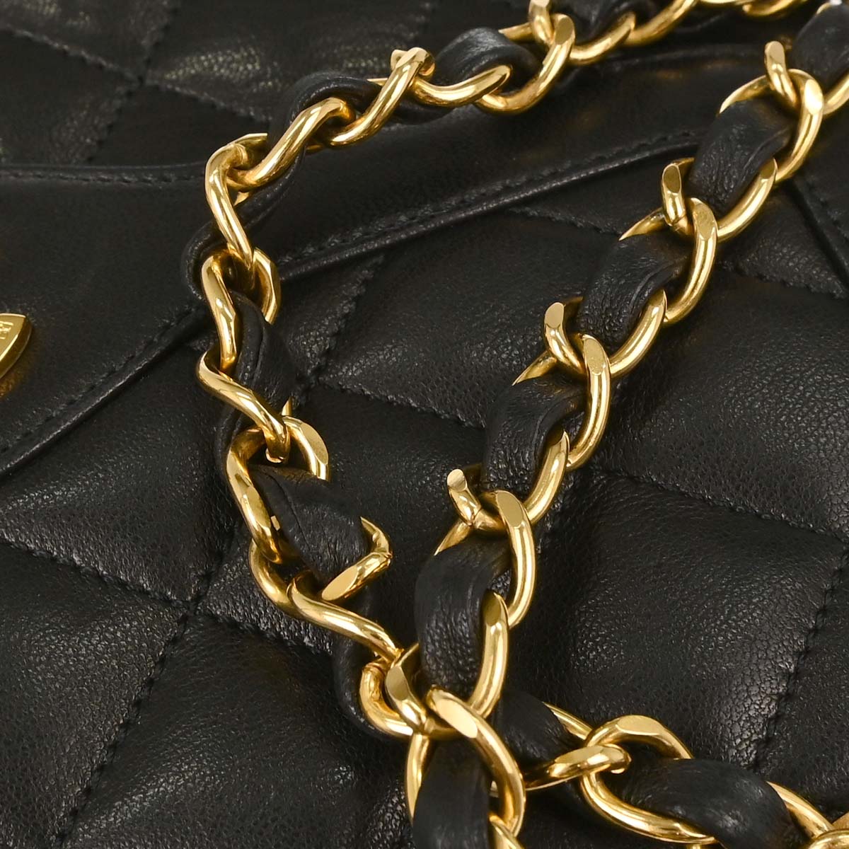 Chanel Black Lambskin Paris Double Flap Shoulder Bag