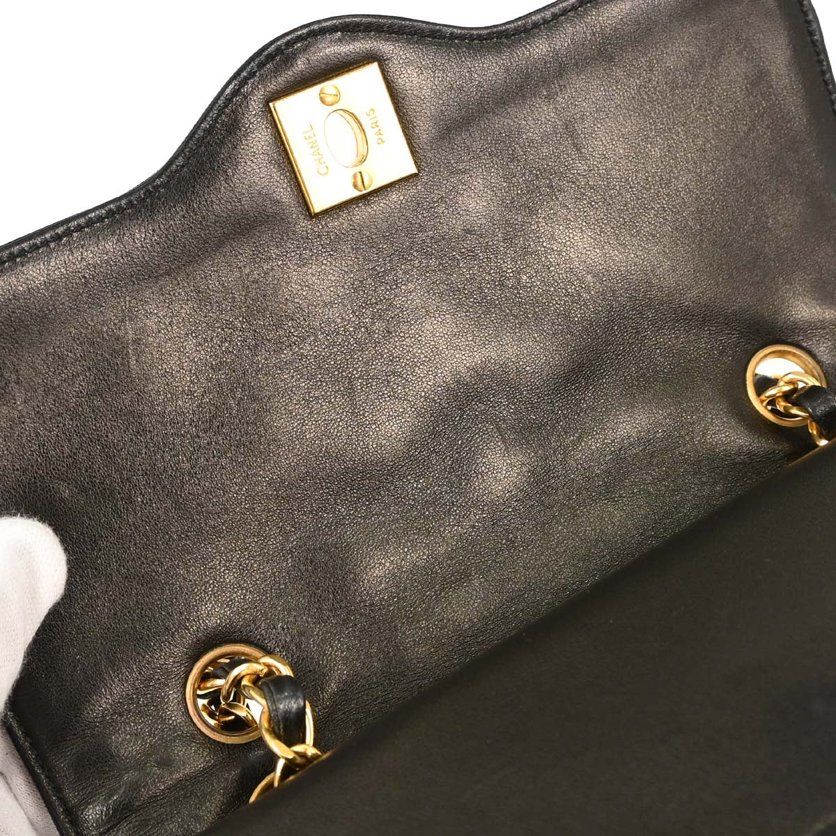 Chanel Black Lambskin Paris Double Flap Shoulder Bag