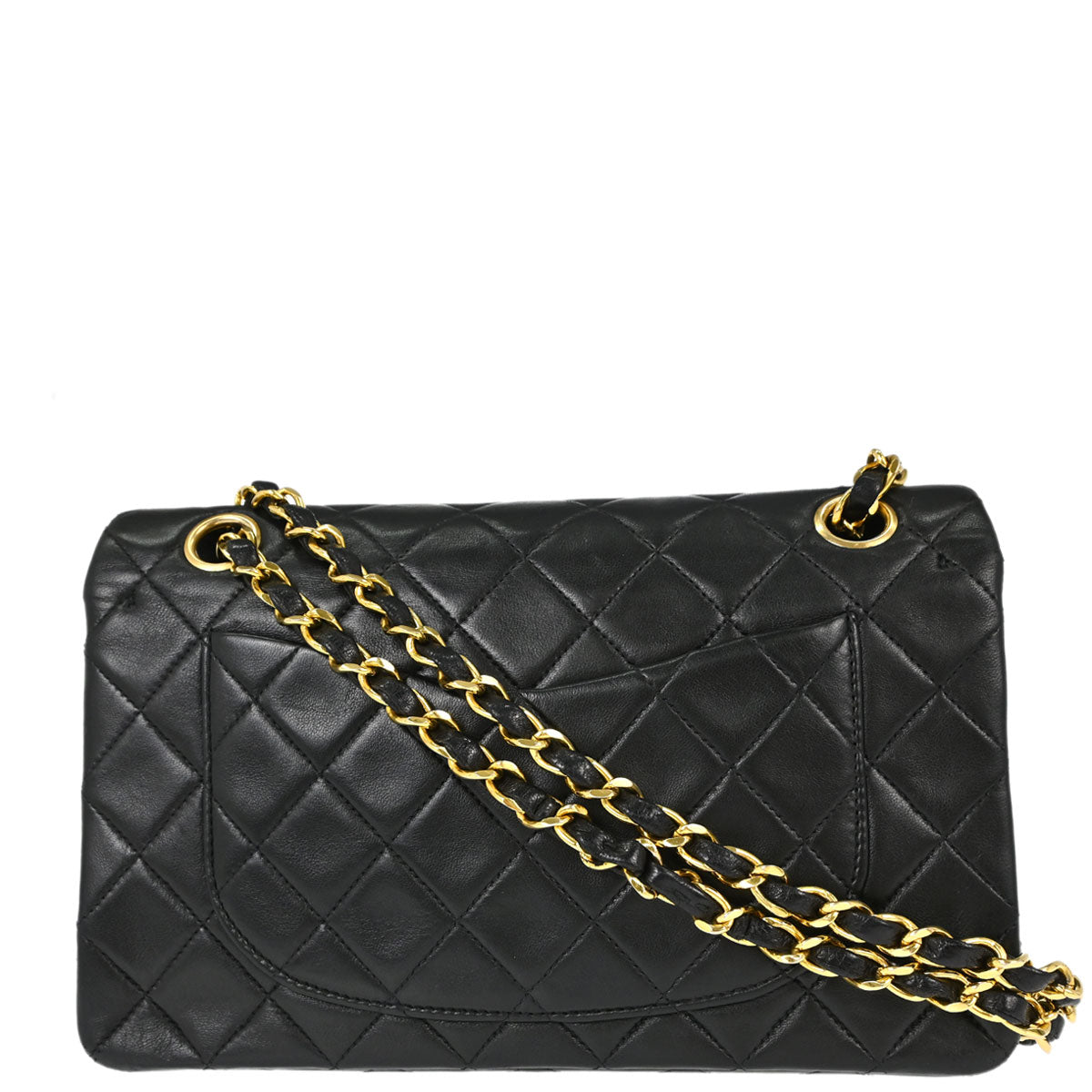 Chanel 1991-1994 Black Lambskin Small Double Flap Shoulder Bag