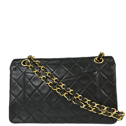 Chanel 1991-1994 Black Lambskin Small Double Flap Shoulder Bag