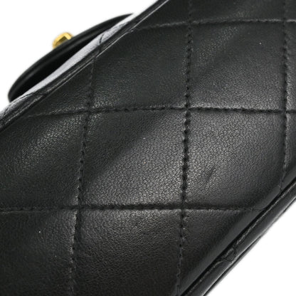 Chanel 1991-1994 Black Lambskin Small Double Flap Shoulder Bag