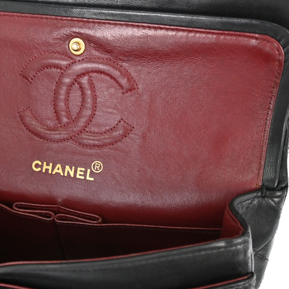 Chanel 1991-1994 Black Lambskin Small Double Flap Shoulder Bag