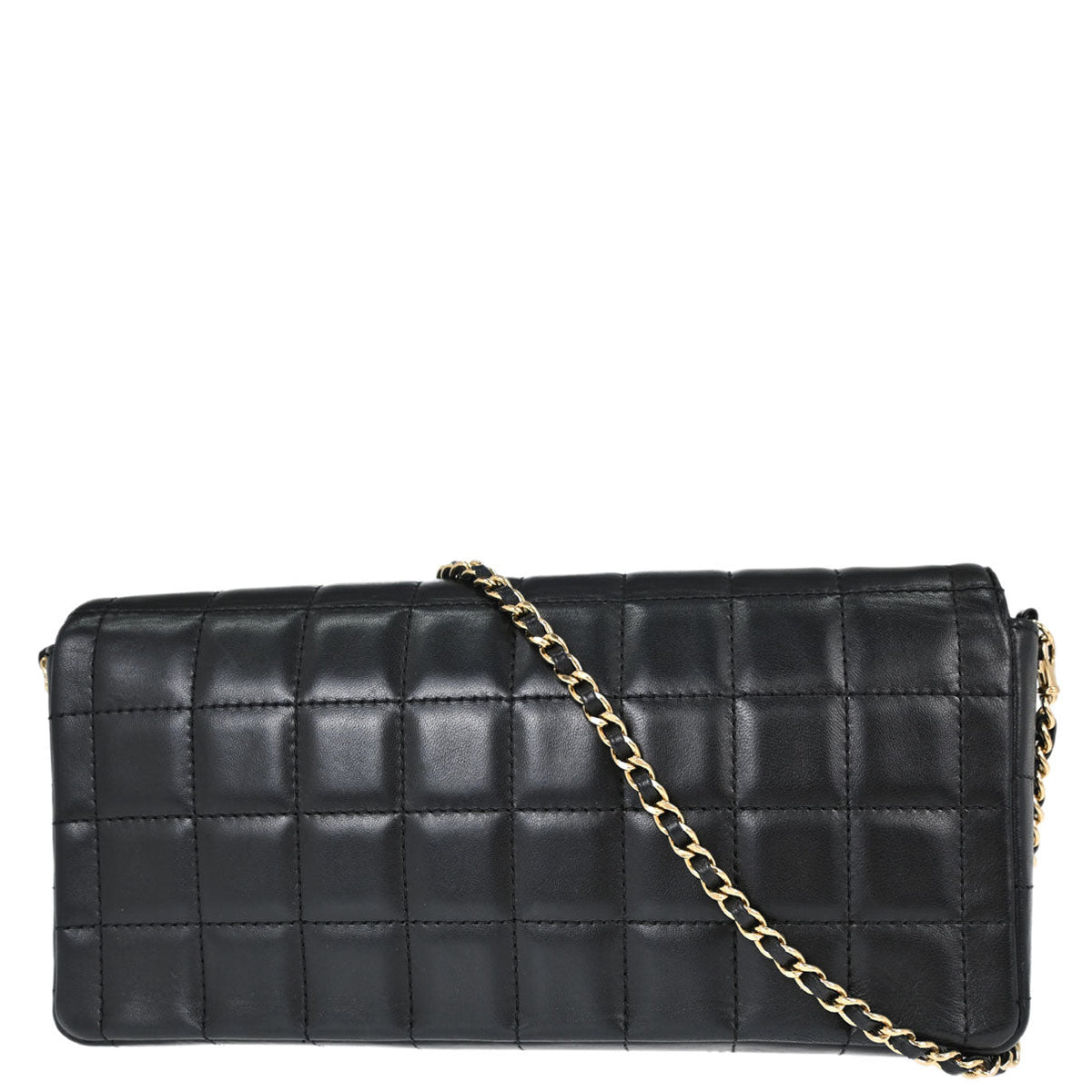 Chanel 2003-2004 Black Lambskin Choco Bar East West Shoulder Bag