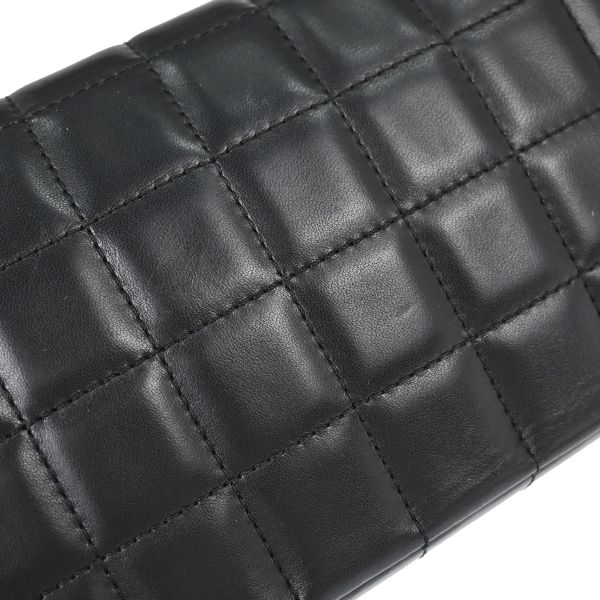 Chanel 2003-2004 Black Lambskin Choco Bar East West Shoulder Bag