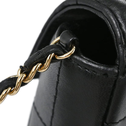 Chanel 2003-2004 Black Lambskin Choco Bar East West Shoulder Bag