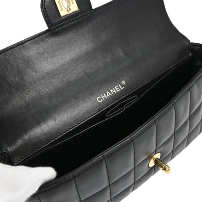 Chanel 2003-2004 Black Lambskin Choco Bar East West Shoulder Bag