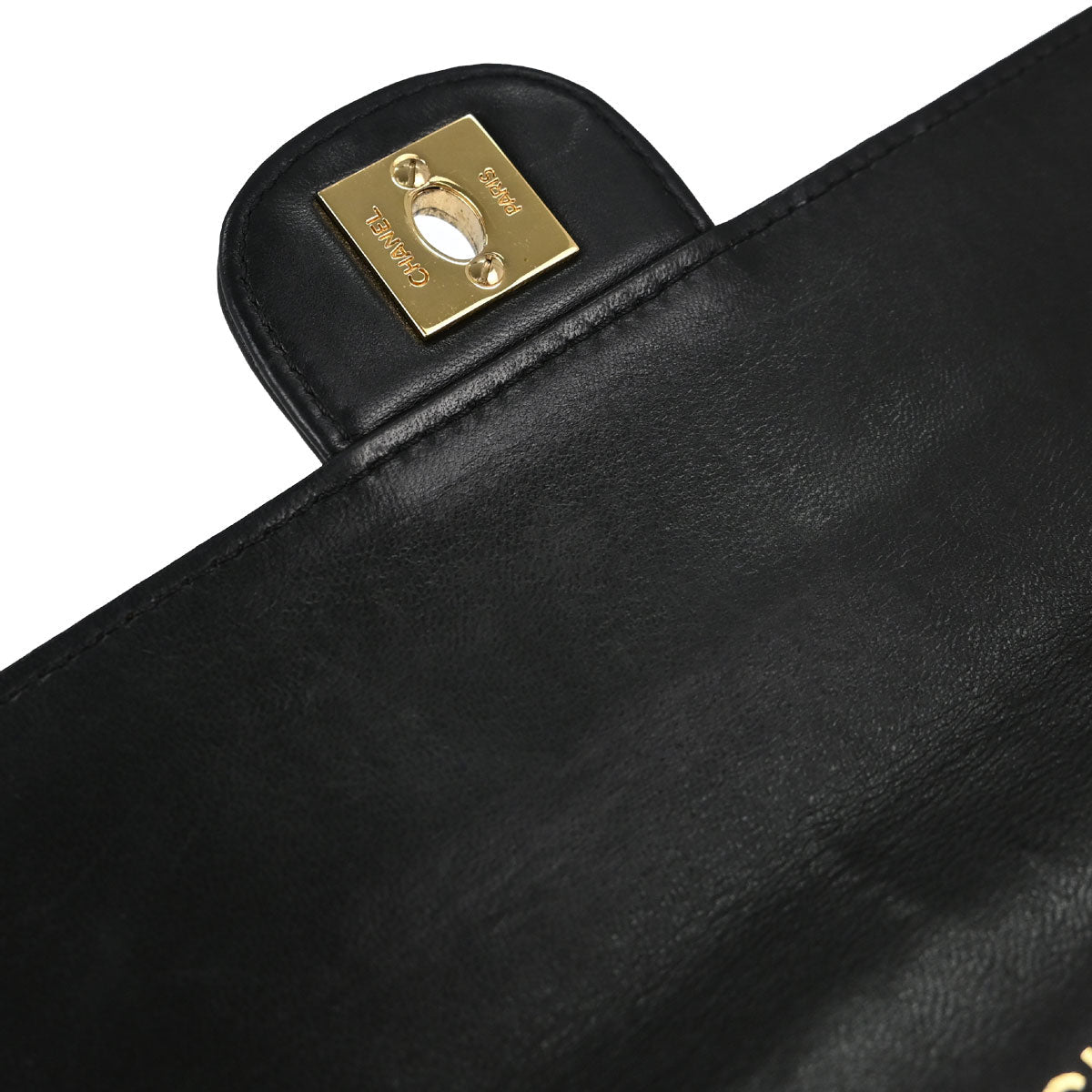Chanel 2003-2004 Black Lambskin Choco Bar East West Shoulder Bag