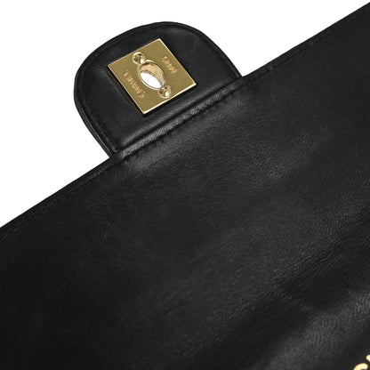 Chanel 2003-2004 Black Lambskin Choco Bar East West Shoulder Bag