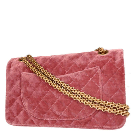 Chanel Pink Velvet 2.55 Medium Classic Double Flap Shoulder Bag