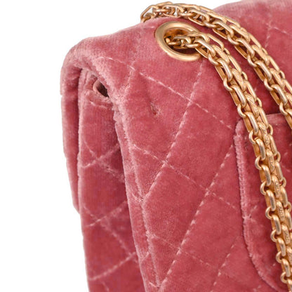 Chanel Pink Velvet 2.55 Medium Classic Double Flap Shoulder Bag