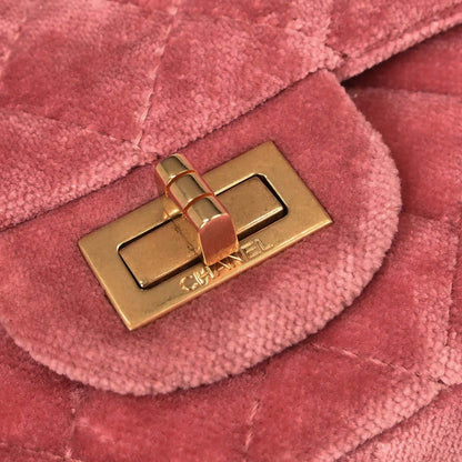 Chanel Pink Velvet 2.55 Medium Classic Double Flap Shoulder Bag