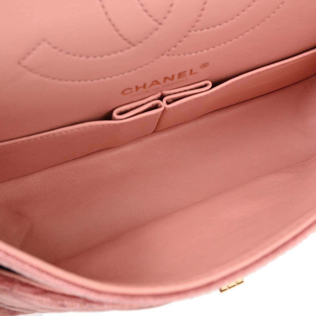 Chanel Pink Velvet 2.55 Medium Classic Double Flap Shoulder Bag