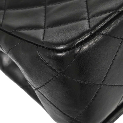 Chanel 1989-1991 Black Lambskin Turnlock Mini Full Flap Shoulder Bag