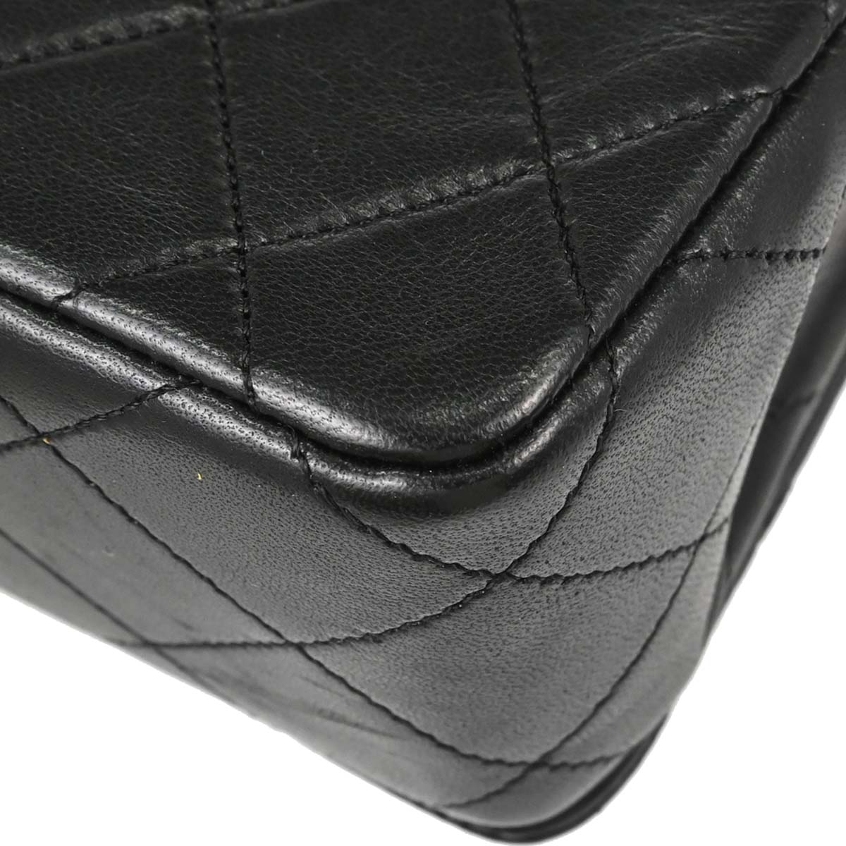 Chanel 1989-1991 Black Lambskin Turnlock Mini Full Flap Shoulder Bag