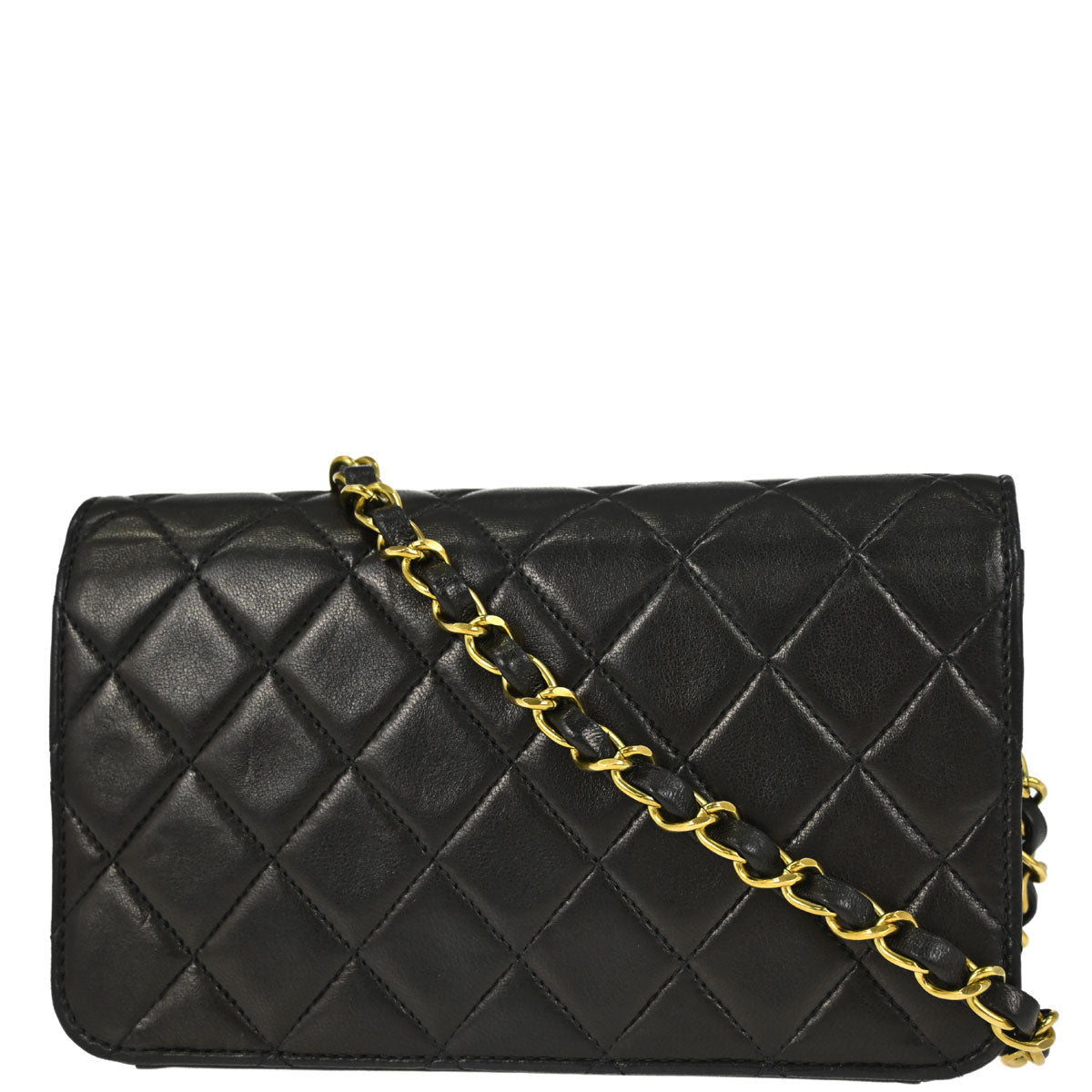 Chanel Black Lambskin Pushlock Mini Full Flap Shoulder Bag
