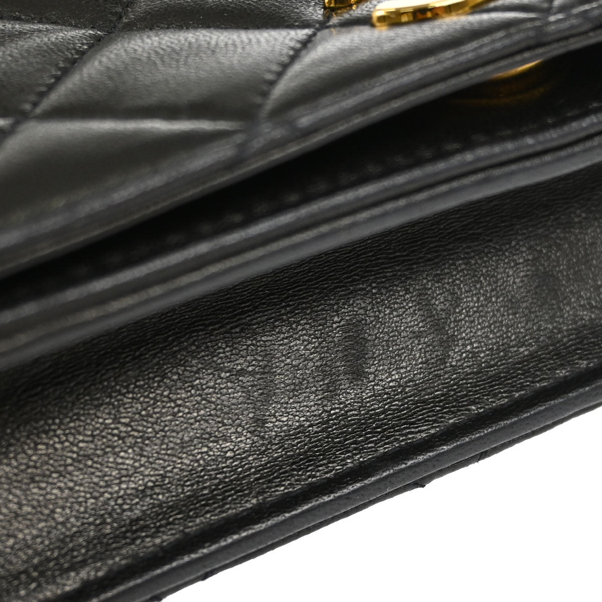 Chanel Black Lambskin Pushlock Mini Full Flap Shoulder Bag