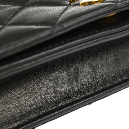 Chanel Black Lambskin Pushlock Mini Full Flap Shoulder Bag