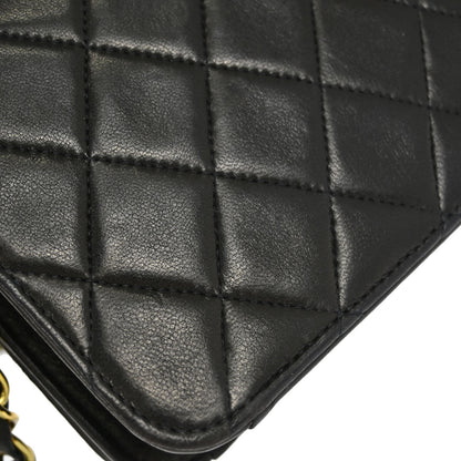 Chanel Black Lambskin Pushlock Mini Full Flap Shoulder Bag