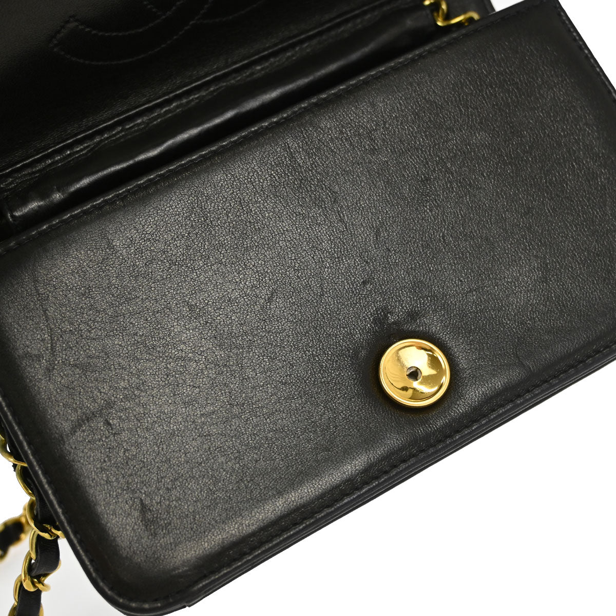 Chanel Black Lambskin Pushlock Mini Full Flap Shoulder Bag