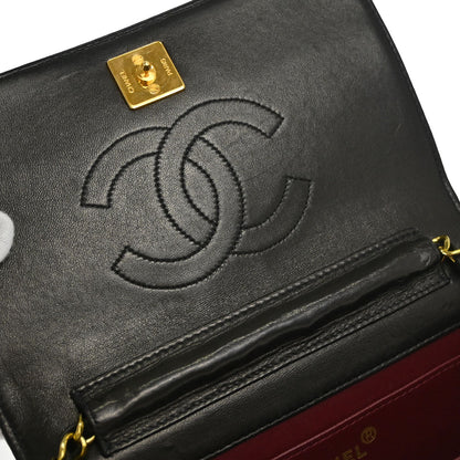 Chanel Black Lambskin Pushlock Mini Full Flap Shoulder Bag