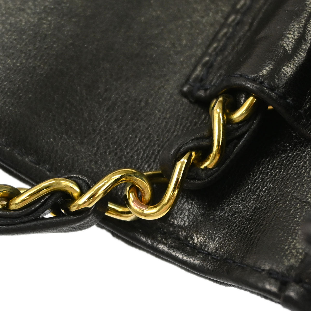 Chanel Black Lambskin Pushlock Mini Full Flap Shoulder Bag