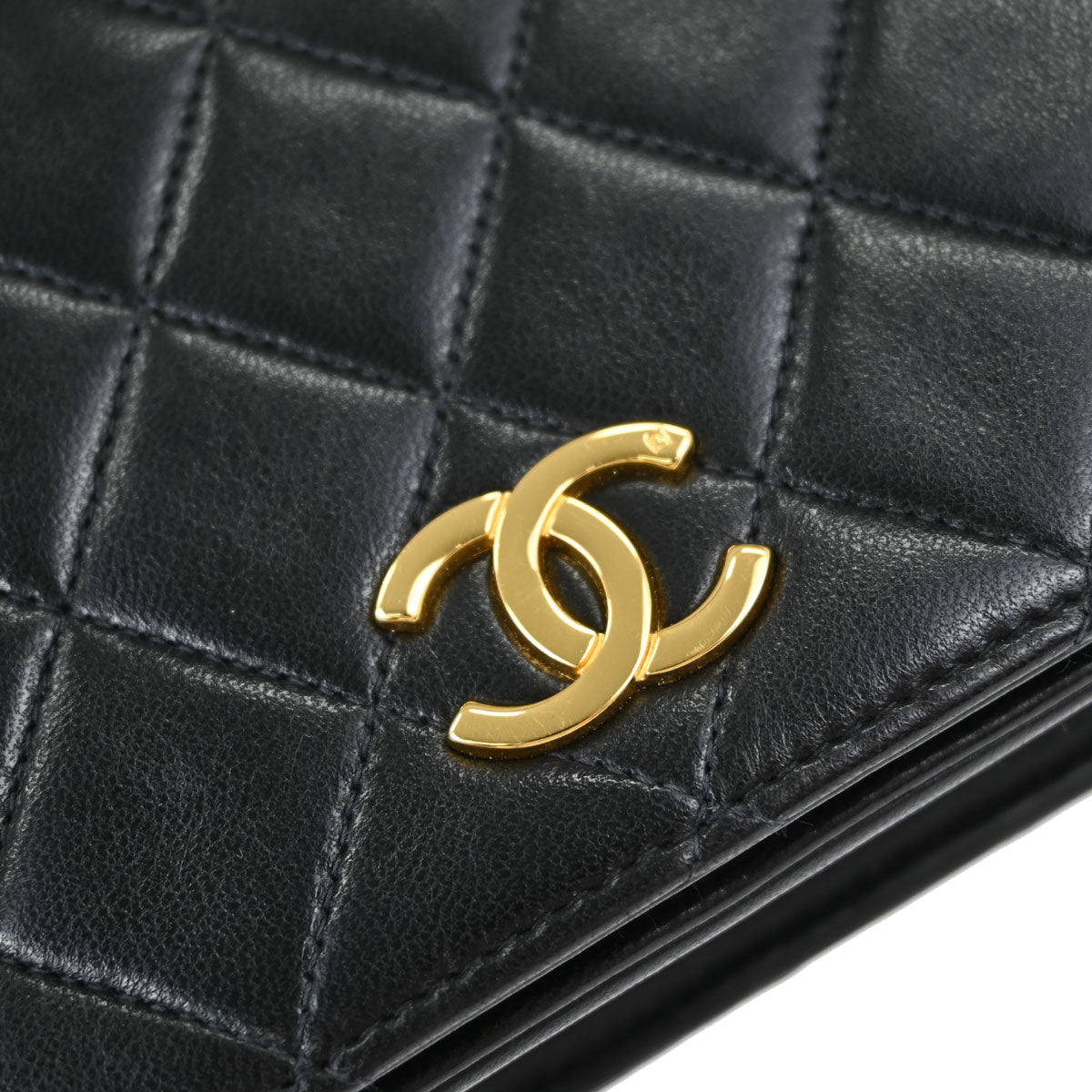 Chanel Black Lambskin Pushlock Small Full Flap Shoulder Bag