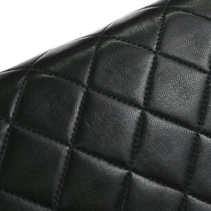 Chanel Black Lambskin Pushlock Small Full Flap Shoulder Bag
